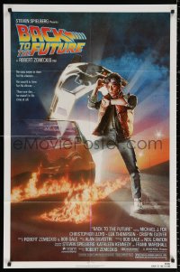 9w104 BACK TO THE FUTURE NSS style 1sh 1985 art of Michael J. Fox & Delorean by Drew Struzan!