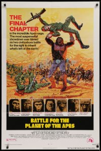 9w120 BATTLE FOR THE PLANET OF THE APES 1sh 1973 great sci-fi artwork of war between apes & humans!