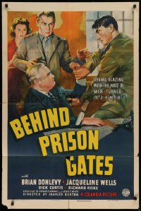 9w131 BEHIND PRISON GATES 1sh 1939 Brian Donlevy, Jacqueline Wells, cool art from crime thriller!