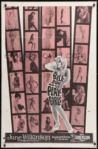 9w134 BELLBOY & THE PLAYGIRLS 1sh 1962 sexy 3D June Wilkinson, Coppola, pink film strip design!