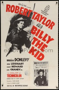9w151 BILLY THE KID 1sh R1955 Robert Taylor as the most notorious outlaw in the West!