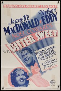 9w154 BITTER SWEET 1sh R1962 Jeanette MacDonald, Nelson Eddy, from Noel Coward's play!