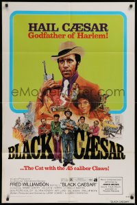 9w156 BLACK CAESAR 1sh 1973 AIP Williamson blaxploitation, Godfather of Harlem art by G. Akimoto!