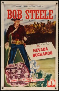 9w179 BOB STEELE 1sh 1948 cool full-length art of cowboy Bob Steele, The Nevada Buckaroo!