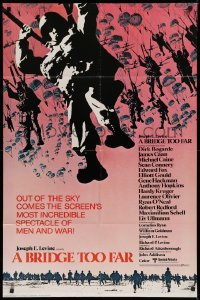 9w191 BRIDGE TOO FAR int'l 1sh 1977 Michael Caine, Connery, cool art of paratroopers!