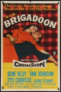 9w192 BRIGADOON 1sh 1954 great romantic close up art of Gene Kelly & Cyd Charisse!