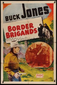 9w198 BUCK JONES 1sh 1948 great cowboy image pointing gun, The Crimson Trail!