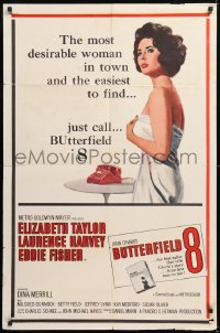 9w208 BUTTERFIELD 8 1sh 1960 call girl Elizabeth Taylor is the most desirable and easiest to find!