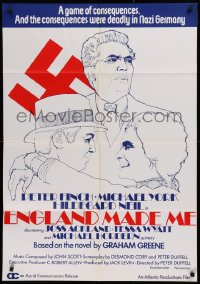 9w337 ENGLAND MADE ME Canadian 1sh 1973 different art of Peter Finch, Michael York!