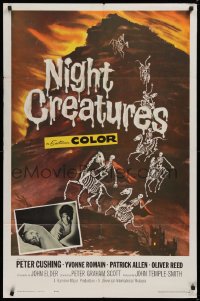 9w218 CAPTAIN CLEGG 1sh 1962 Hammer, horror art of skeletons riding skeleton horses, Night Creatures