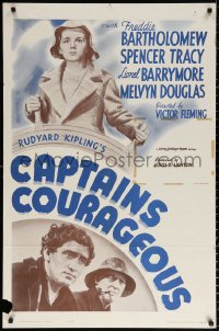 9w221 CAPTAINS COURAGEOUS 1sh R1962 Spencer Tracy, Freddie Bartholomew, Lionel Barrymore!