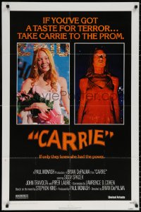 9w224 CARRIE 1sh 1976 Stephen King, Sissy Spacek before and after her bloodbath at the prom!