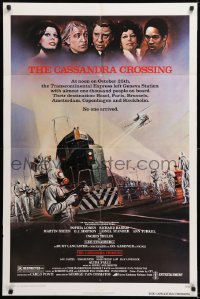 9w226 CASSANDRA CROSSING 1sh 1977 Sophia Loren, Richard Harris, cool quarantined train artwork!