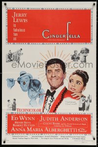 9w245 CINDERFELLA 1sh 1960 Norman Rockwell art of Jerry Lewis & Anna Maria Alberghetti!