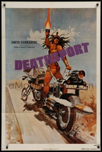 9w289 DEATHSPORT advance/teaser 1sh 1978 David Carradine, artwork of futuristic battle motorcycle!