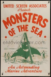 9w300 DEVIL MONSTER 1sh R1930s Monsters of the Sea, cool artwork of giant manta ray!