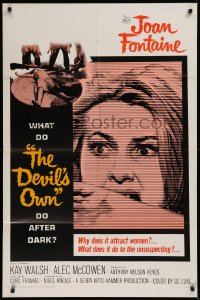 9w302 DEVIL'S OWN 1sh 1967 Hammer, Joan Fontaine, what does it do to the unsuspecting?