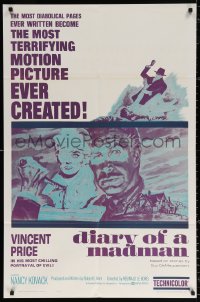 9w303 DIARY OF A MADMAN 1sh 1963 Vincent Price in his most chilling portrayal of evil!