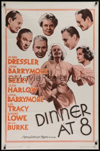 9w305 DINNER AT 8 1sh R1962 Jean Harlow in one of the most classic all-star romantic comedies!