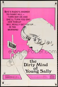 9w307 DIRTY MIND OF YOUNG SALLY 1sh 1973 Sharon Kelly, erotic completely suggestive artwork!