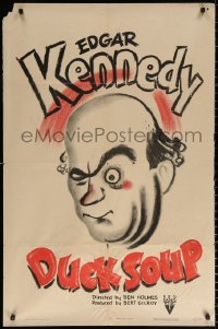 9w316 DUCK SOUP 1sh 1942 art of Edgar Kennedy who think his family wants to kill him, ultra-rare!