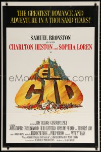 9w326 EL CID 1sh 1961 directed by Anthony Mann, Charlton Heston, Sophia Loren, great title art!