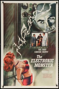 9w327 ELECTRONIC MONSTER 1sh 1960 Rod Cameron, artwork of sexy girl shocked by electricity!