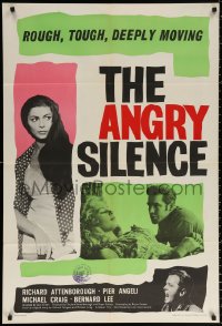 9w002 ANGRY SILENCE English 1sh 1961 Richard Attenborough angry with Bernard Lee by Pier Angeli!