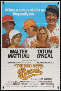 9w004 BAD NEWS BEARS English 1sh 1976 Matthau coaches baseball player Tatum O'Neal, different!