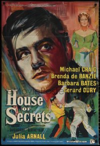 9w017 HOUSE OF SECRETS English 1sh 1956 artwork of Michael Craig, directed by Guy Green!