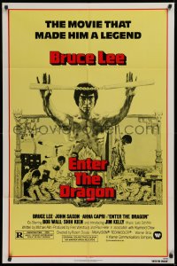 9w338 ENTER THE DRAGON 1sh R1979 Bruce Lee kung fu classic, the movie that made him a legend!