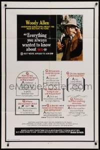 9w347 EVERYTHING YOU ALWAYS WANTED TO KNOW ABOUT SEX advance 1sh 1972 Woody Allen directed!