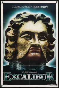 9w348 EXCALIBUR teaser 1sh 1981 John Boorman directed, Robert Addie as Mordred wearing mask!