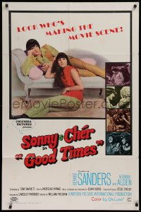 9w427 GOOD TIMES 1sh 1967 first William Friedkin, great image of young Sonny & Cher on couch!