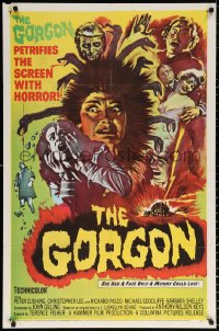 9w428 GORGON 1sh 1965 she had a face only a mummy could love, petrifies the screen w/ horror!