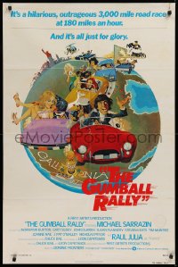 9w438 GUMBALL RALLY int'l 1sh 1976 Michael Sarrazin, cool art of car racing around the world!