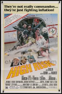 9w461 HIGH RISK 1sh 1981 Anthony Quinn, James Coburn, they're just fighting inflation, Meyer art!