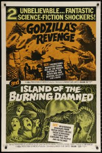 9w500 ISLAND OF THE BURNING DAMNED/GODZILLA'S REVENGE 1sh 1971 cool images of the rubbery monsters!
