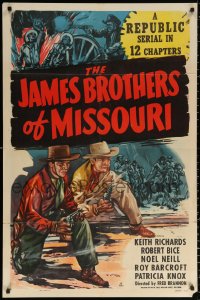 9w504 JAMES BROTHERS OF MISSOURI 1sh 1949 Keith Richards as Jesse, Robert Bice as Frank!