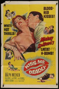 9w527 KISS ME DEADLY 1sh 1955 Mickey Spillane, Robert Aldrich, Ralph Meeker as Mike Hammer!