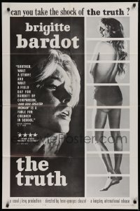 9w531 LA VERITE 1sh 1961 super sexy Brigitte Bardot, Henri-Georges Clouzot!