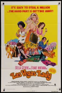 9w540 LAS VEGAS LADY 1sh 1975 sexy art of gambling gangster gals, it's easy to steal a million!