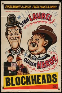 9w549 LAUREL & HARDY 1sh 1940s Stan Laurel & Oliver Hardy, Hal Roach, Blockheads!