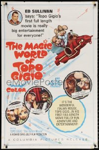 9w589 MAGIC WORLD OF TOPO GIGIO 1sh 1965 wacky Italian mouse fantasy, Ed Sullivan pictured!