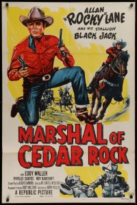 9w601 MARSHAL OF CEDAR ROCK 1sh 1953 cool art of cowboy Allan 'Rocky' Lane & Black Jack!