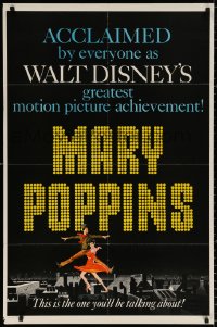 9w602 MARY POPPINS style B teaser 1sh 1964 Julie Andrews, Dick Van Dyke, Disney musical classic!
