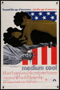 9w609 MEDIUM COOL 1sh 1969 Haskell Wexler's X-rated 1960s counter-culture classic!