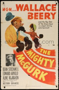 9w618 MIGHTY McGURK 1sh 1946 great artwork of boxing Wallace Beery & Dean Stockwell!