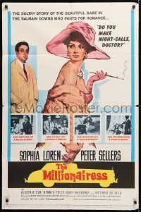 9w619 MILLIONAIRESS 1sh 1960 beautiful Sophia Loren is the richest girl in the world, Peter Sellers