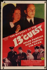 9w637 MYSTERY OF THE 13TH GUEST 1sh 1943 Helen Parrish, from novel by the author of Scarface!